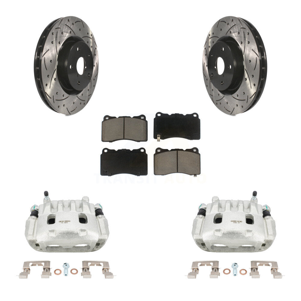 Front Disc Brake Coated Caliper Drill Slot Rotors Ceramic Pad Kit For Subaru Impreza WRX KCD-100163C