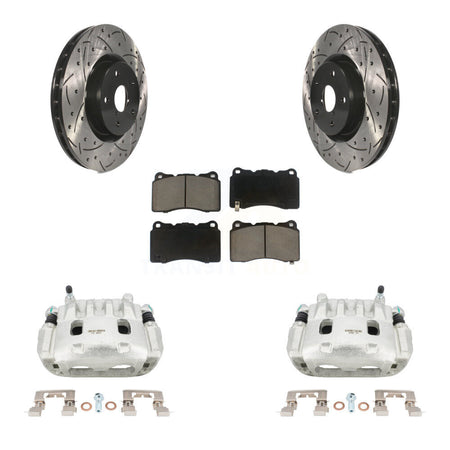 Front Disc Brake Coated Caliper Drill Slot Rotors Ceramic Pad Kit For Subaru Impreza WRX KCD-100163C