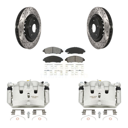 Front Brake Coat Caliper Drill Slot Rotors Semi-Metallic Pad Kit For 2014-2016 Acura MDX KCD-100163S