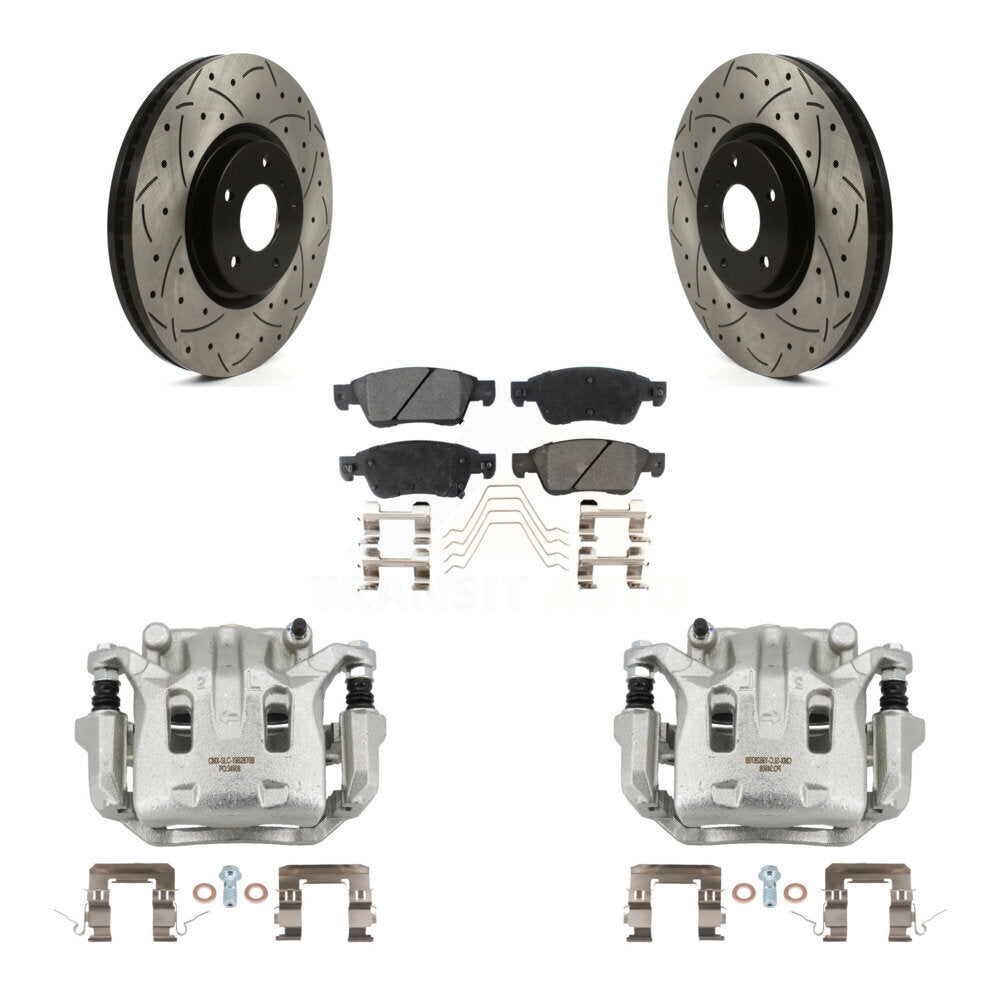 Front Brake Coat Caliper Drill Slot Rotor Ceramic Pad Kit For 2009-2013 INFINITI G37 AWD KCD-100163T