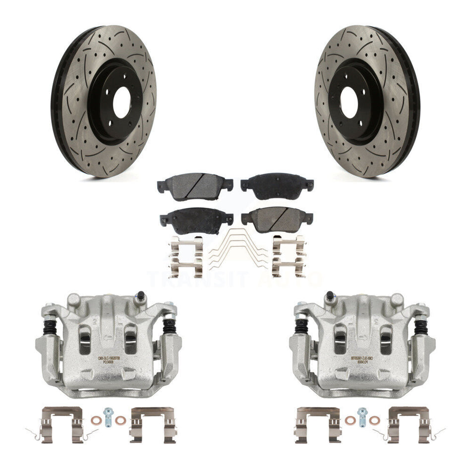 Front Brake Coat Caliper Drill Slot Rotor Ceramic Pad Kit For 2009-2013 INFINITI G37 AWD KCD-100163T