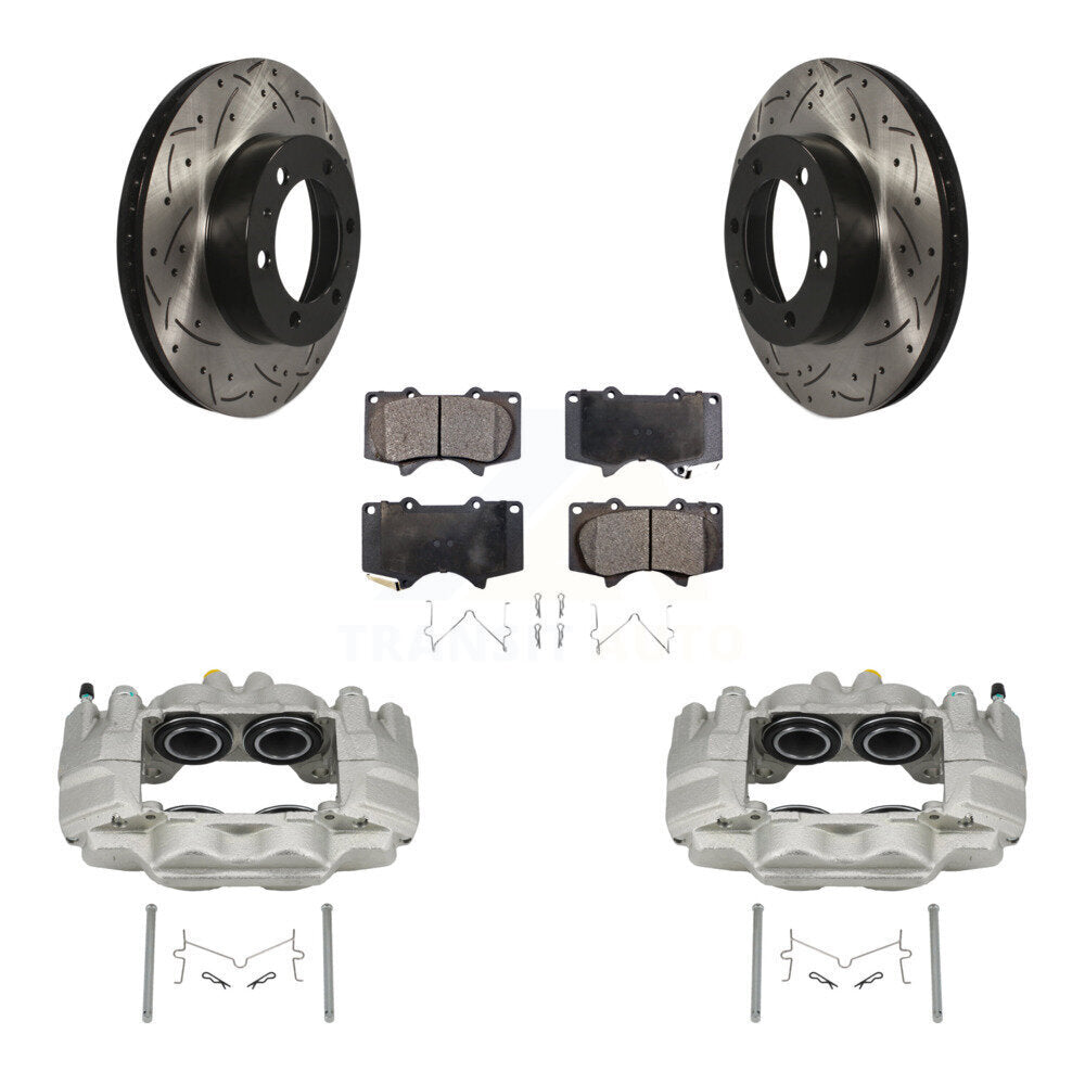 Front Brake Coated Caliper Drill Slot Rotor Ceramic Pad Kit For Toyota Tacoma FJ Cruiser KCD-100164T