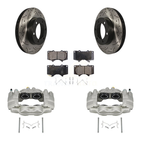 Front Brake Coated Caliper Drill Slot Rotor Ceramic Pad Kit For Toyota Tacoma FJ Cruiser KCD-100164T