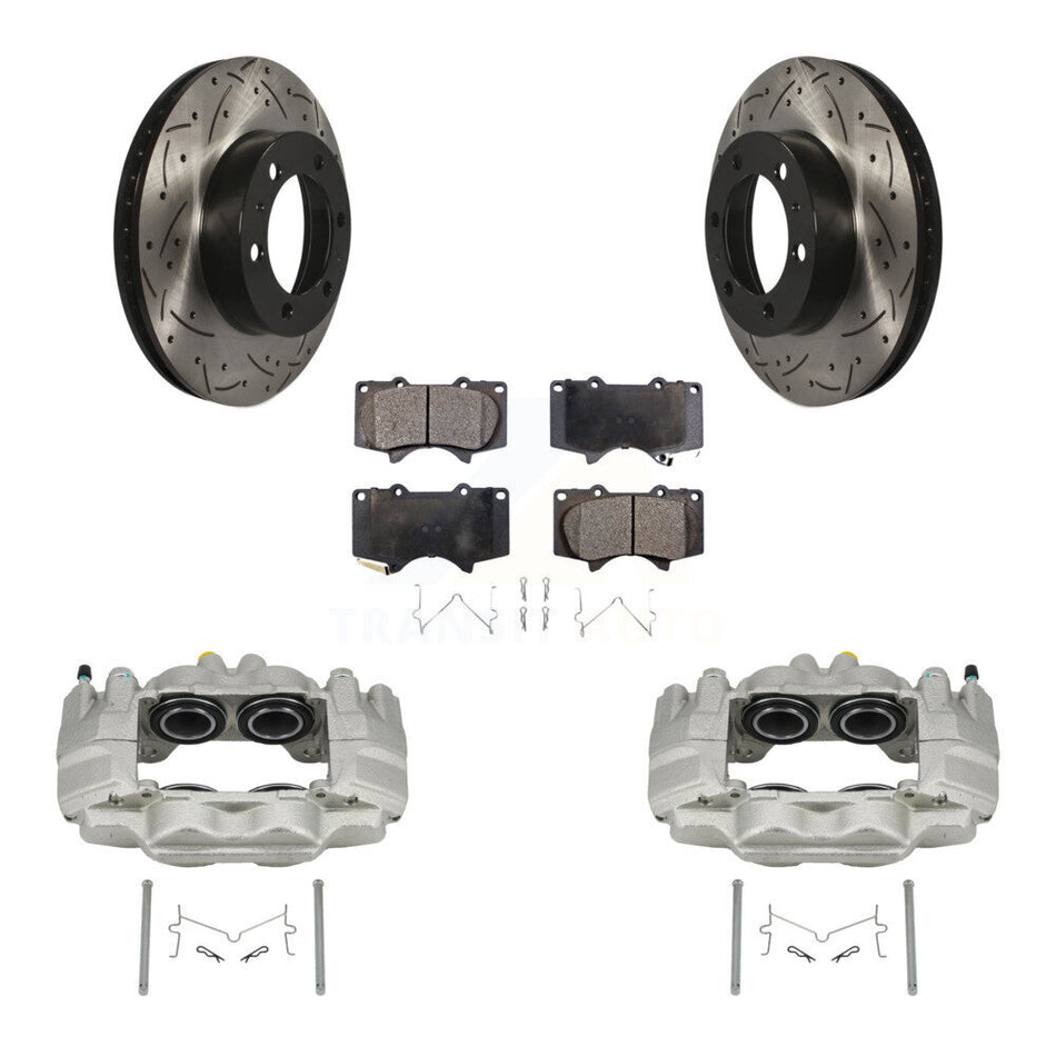 Front Brake Coated Caliper Drill Slot Rotor Ceramic Pad Kit For Toyota Tacoma FJ Cruiser KCD-100164T