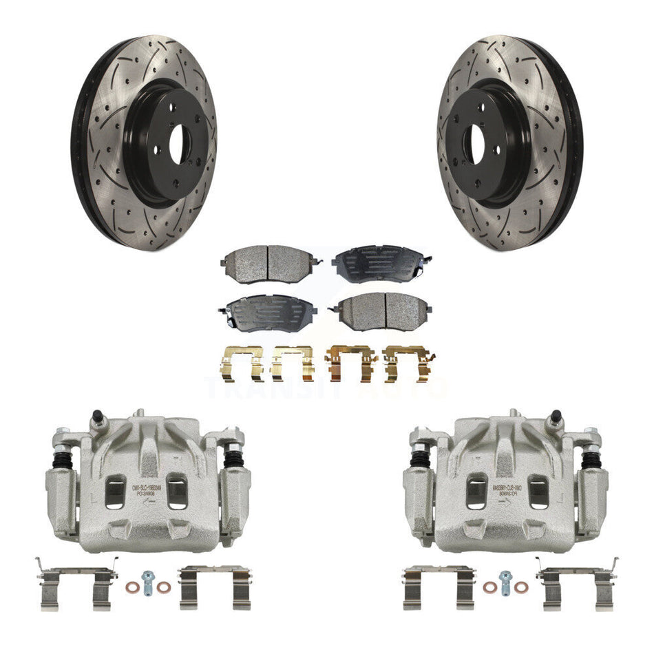 Front Brake Caliper Drill Slotted Rotor Ceramic Pad Kit For Subaru Outback WRX Legacy B9 KCD-100165T