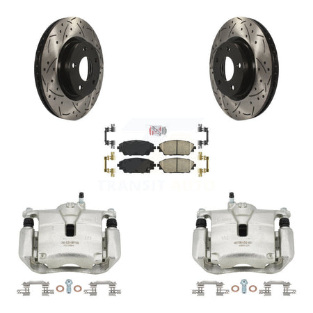 Front Brake Coated Caliper Drill Slot Rotor Ceramic Pad Kit For 2016-2018 Mazda CX-3 AWD KCD-100166N