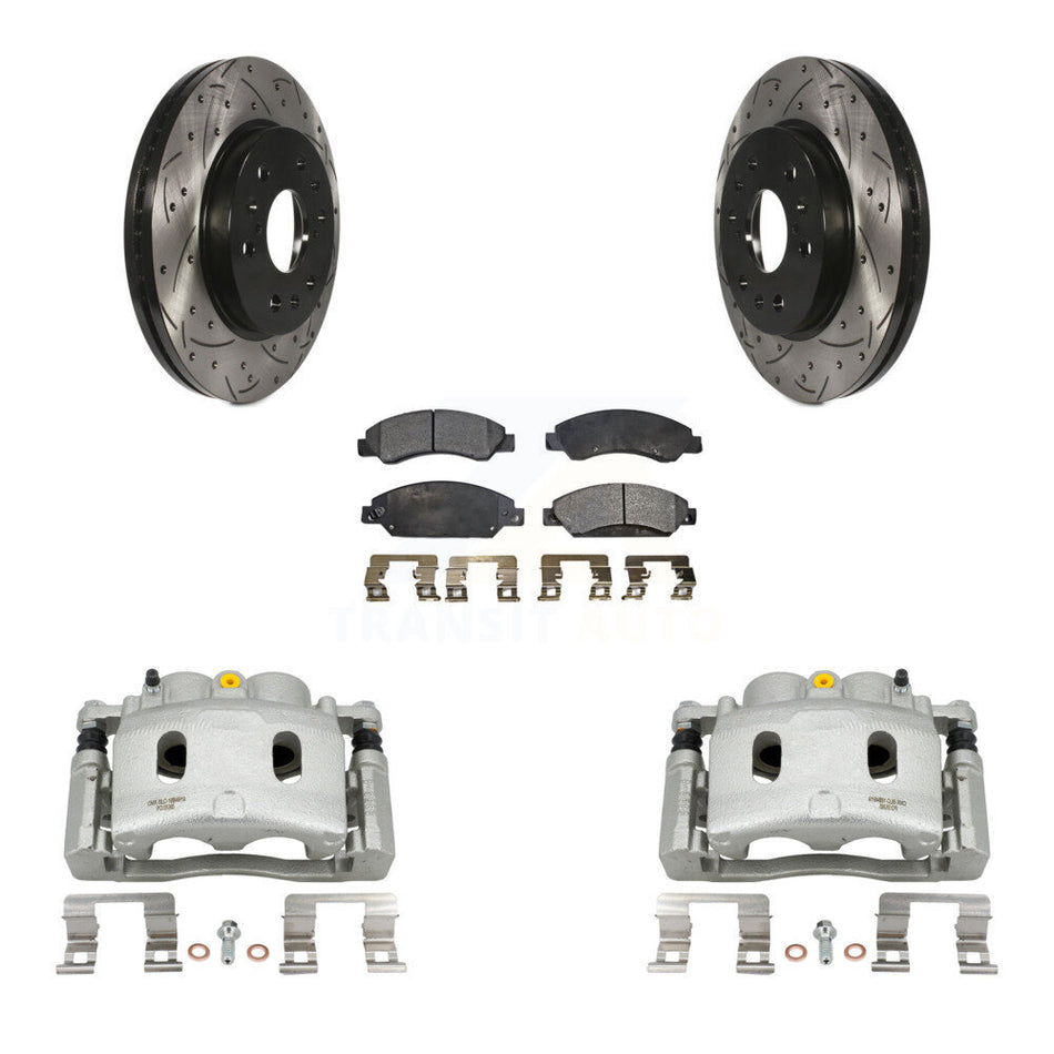 Front Brake Caliper Drill Slot Rotor Ceramic Pad Kit For Chevrolet Avalanche Cadillac XL KCD-100166T