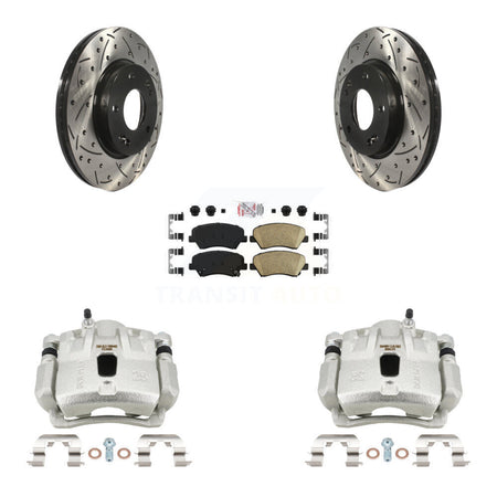 Front Brake Caliper Drill Slot Rotors Ceramic Pad Kit For 2011-2012 Hyundai Elantra 1.8L KCD-100168N