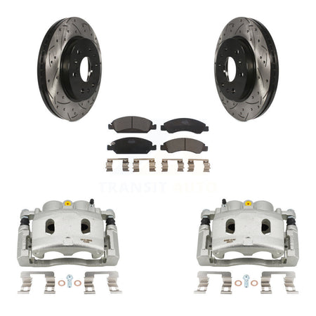 Front Brake Caliper Drill Slot Rotors Ceramic Pad Kit For Cadillac XTS With 6 Lug Wheels KCD-100168T