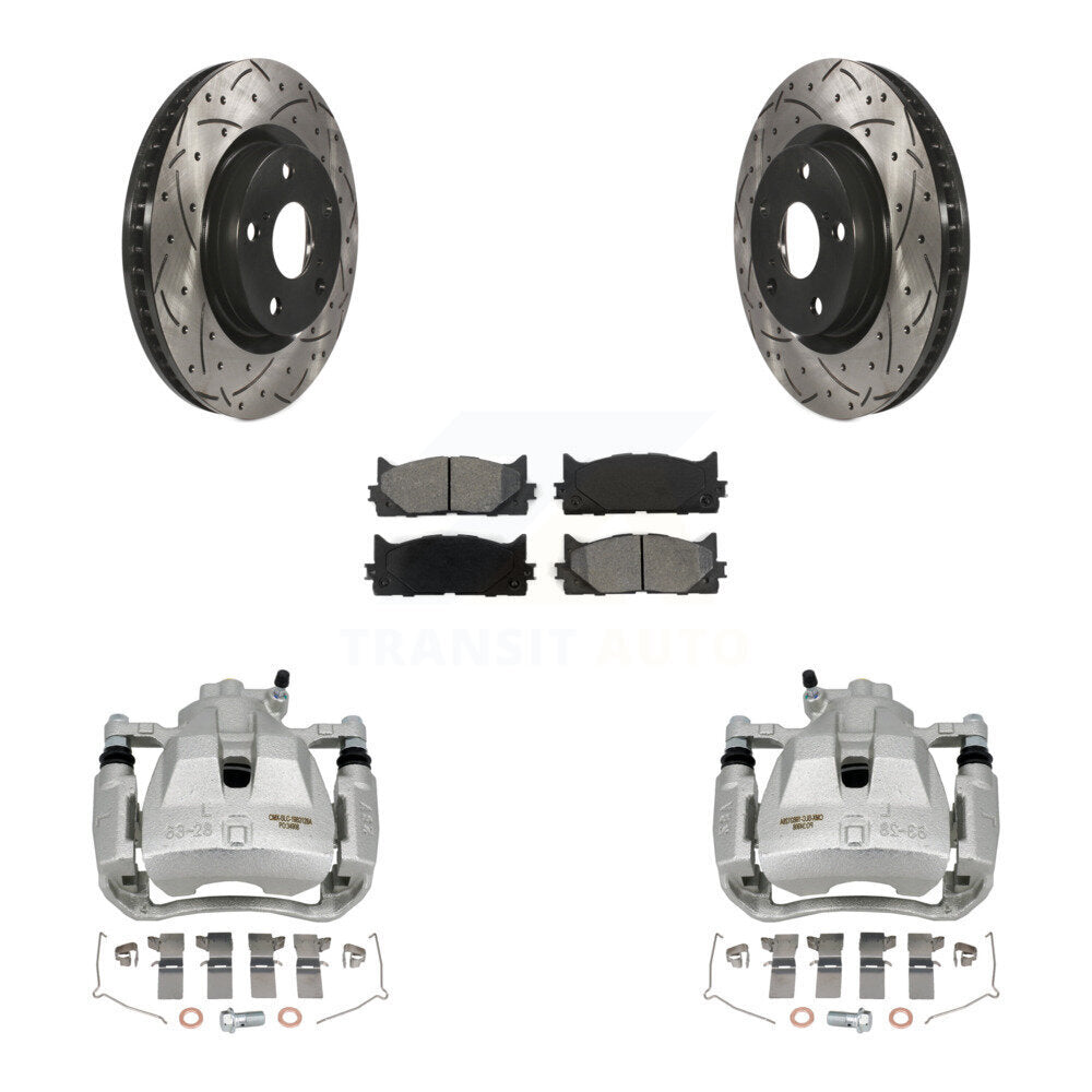Front Brake Caliper Drill Slot Rotors Semi-Metallic Pad Kit For Toyota Camry Lexus ES350 KCD-100169S