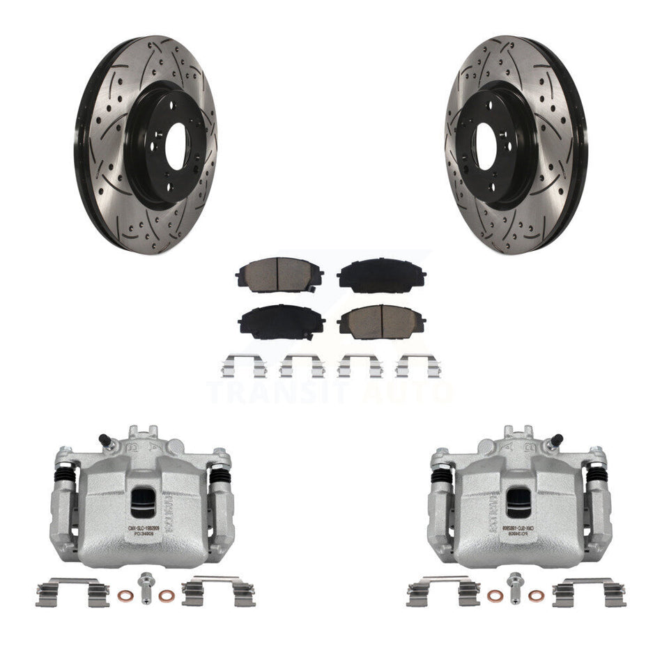 Front Brake Coat Caliper Drill Slot Rotor Ceramic Pad Kit For 2002-2006 Acura RSX Type-S KCD-100170C