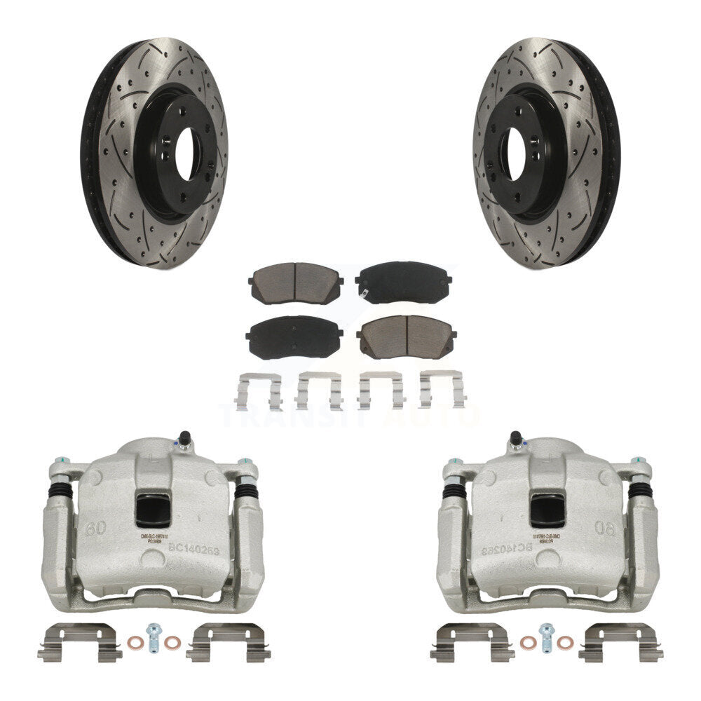 Front Brake Caliper Drill Slot Rotor Ceramic Pad Kit For Kia Sportage 2.4L From 12 10 15 KCD-100175C