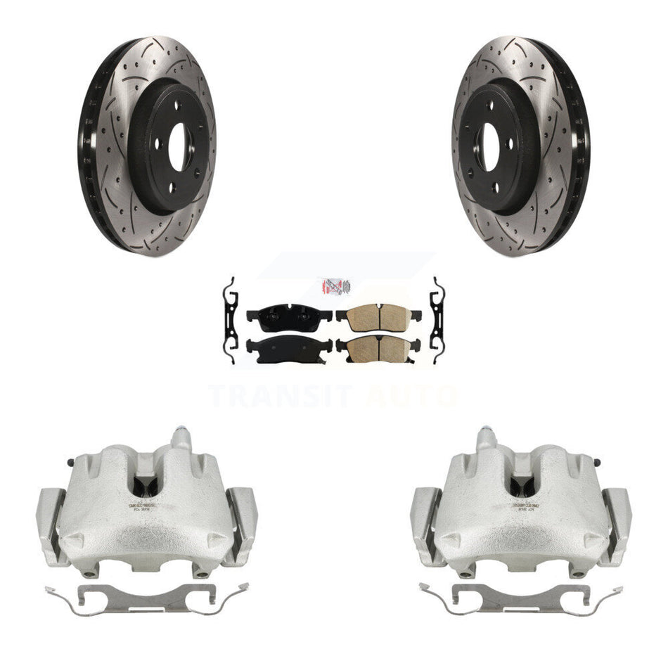Front Disc Brake Coated Caliper Drilled Slotted Rotors And Ceramic Pads Kit For Jeep Grand Cherokee Dodge Durango KCD-100184N