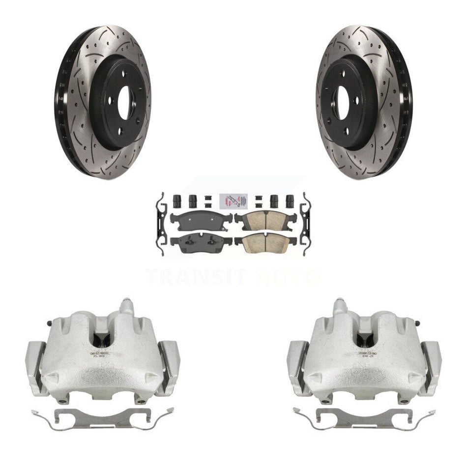Front Disc Brake Coated Caliper Drilled Slotted Rotors And Ceramic Pads Kit For Jeep Grand Cherokee Dodge Durango KCD-100185N