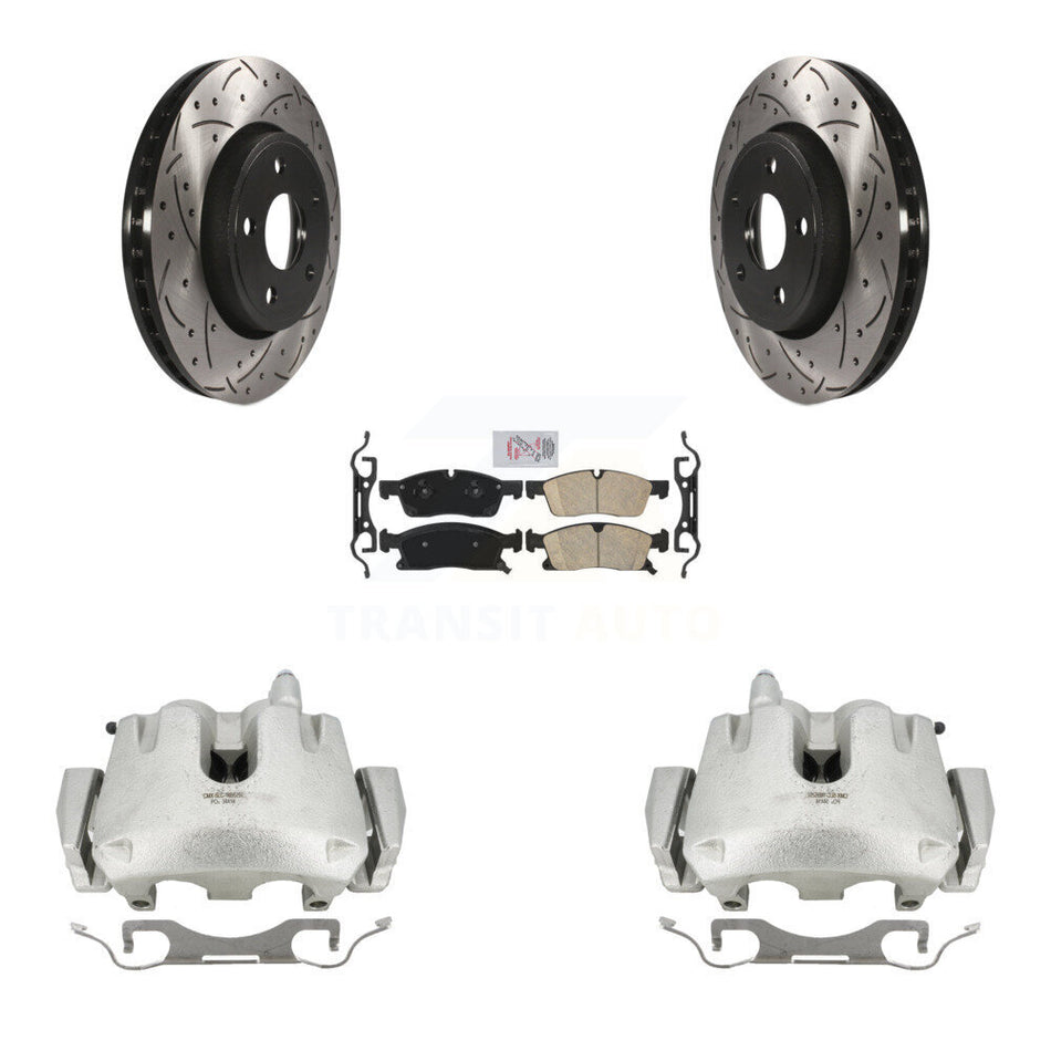Front Disc Brake Coated Caliper Drilled Slotted Rotors And Ceramic Pads Kit For Jeep Grand Cherokee With 330mm Diameter Rotor KCD-100188N