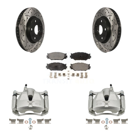 Front Disc Brake Coated Caliper Drilled Slot Rotor Semi-Metallic Pad Kit For Lexus IS250 KCD-100188P