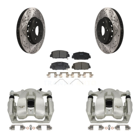 Front Disc Brake Coated Caliper Drill Slot Rotor Ceramic Pad Kit For 2016-2018 Acura RDX KCD-100190T