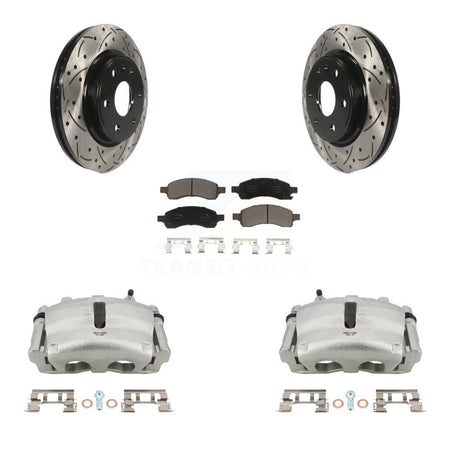 Front Brake Caliper Drill Slot Rotor Ceramic Pad Kit For GMC Acadia Buick Enclave Saturn KCD-100192C