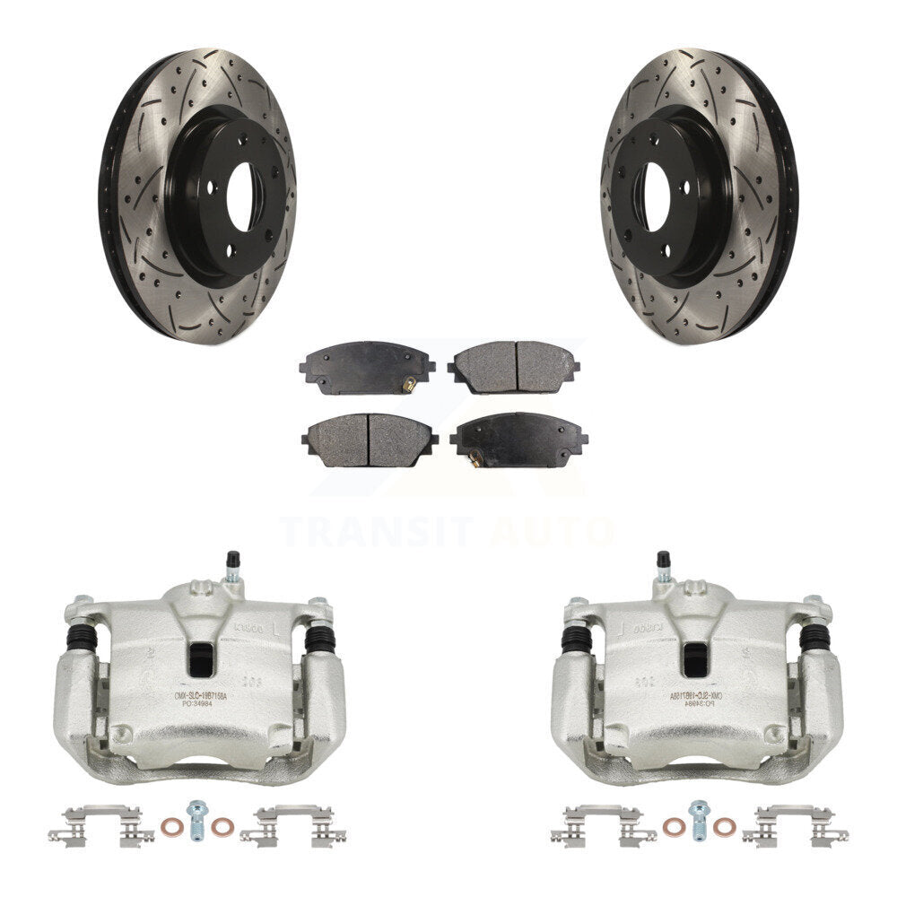 Front Brake Caliper Drill Slot Rotors Semi-Metallic Pad Kit For 2016-2018 Mazda CX-3 AWD KCD-100192P