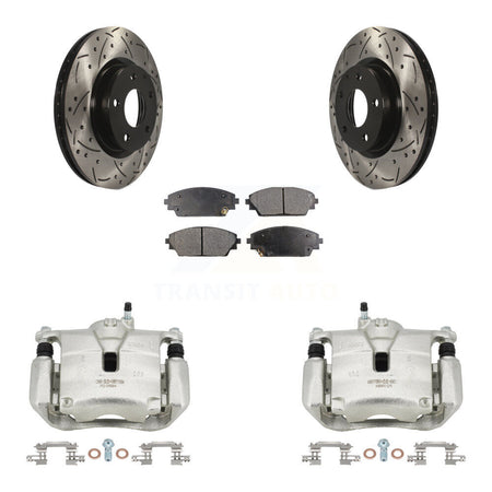 Front Brake Caliper Drill Slot Rotors Semi-Metallic Pad Kit For 2016-2018 Mazda CX-3 AWD KCD-100192P