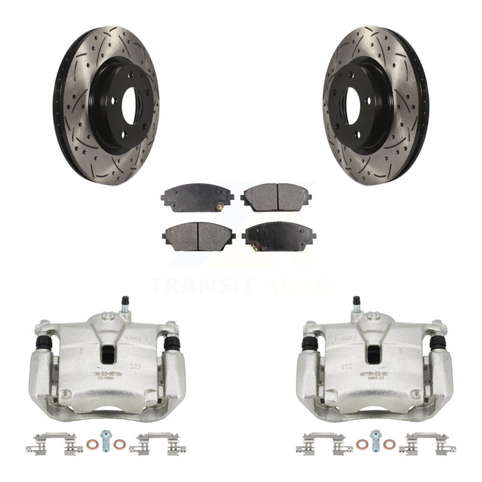 Front Brake Caliper Drill Slot Rotors Semi-Metallic Pad Kit For 2016-2018 Mazda CX-3 AWD KCD-100192P