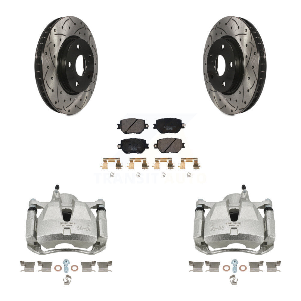 Front Brake Caliper Drill Slot Rotor Ceramic Pad Kit For Lexus IS250 Base with Sedan RWD KCD-100192T