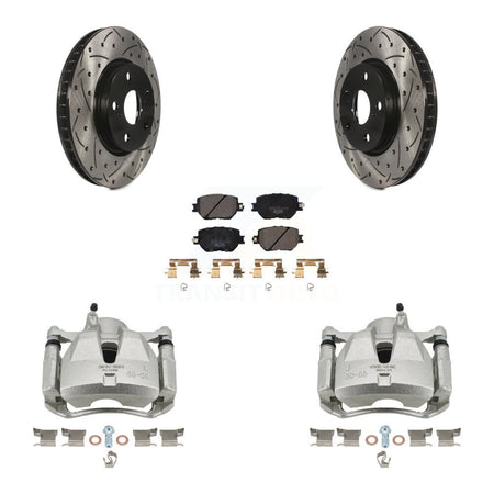 Front Brake Caliper Drill Slot Rotor Ceramic Pad Kit For Lexus IS250 Base with Sedan RWD KCD-100192T