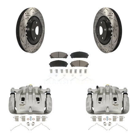 Front Brake Caliper Drilled Slot Rotor Ceramic Pad Kit For Lexus RX350 Toyota Highlander KCD-100194C