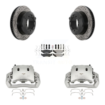 Front Brake Caliper Drilled Slot Rotor Semi-Metallic Pad Kit For International TerraStar KCD-100194N