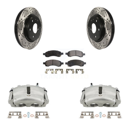 Front Brake Caliper Drill Slot Rotors Semi-Metallic Pad Kit For GMC Acadia Buick Enclave KCD-100195P