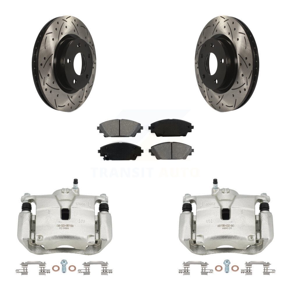 Front Brake Coated Caliper Drill Slot Rotor Semi-Metallic Pad Kit For Mazda 3 CX-3 Sport KCD-100195S