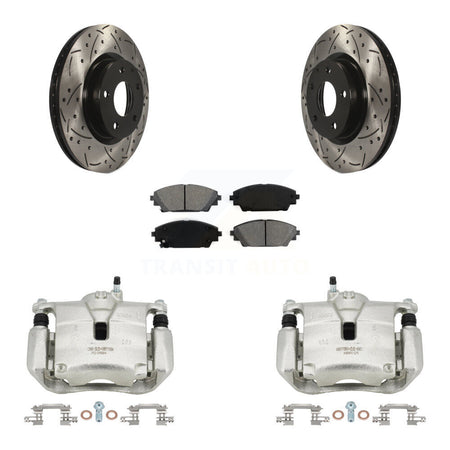 Front Brake Coated Caliper Drill Slot Rotor Semi-Metallic Pad Kit For Mazda 3 CX-3 Sport KCD-100195S