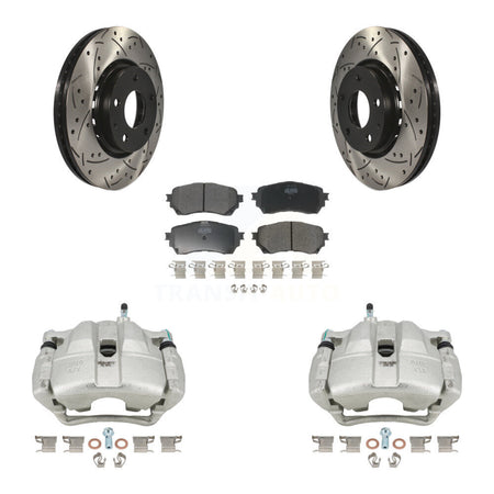 Front Disc Brake Coated Caliper Drilled Slotted Rotors Semi-Metallic Pad Kit For Mazda 6 KCD-100200P