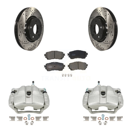 Front Brake Caliper Drill Slotted Rotors Ceramic Pad Kit For Mazda 6 Naturally Aspirated KCD-100203T
