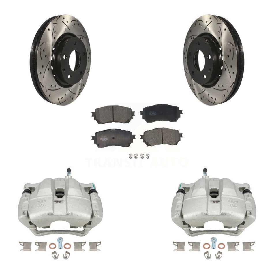 Front Brake Caliper Drill Slotted Rotors Ceramic Pad Kit For Mazda 6 Naturally Aspirated KCD-100203T