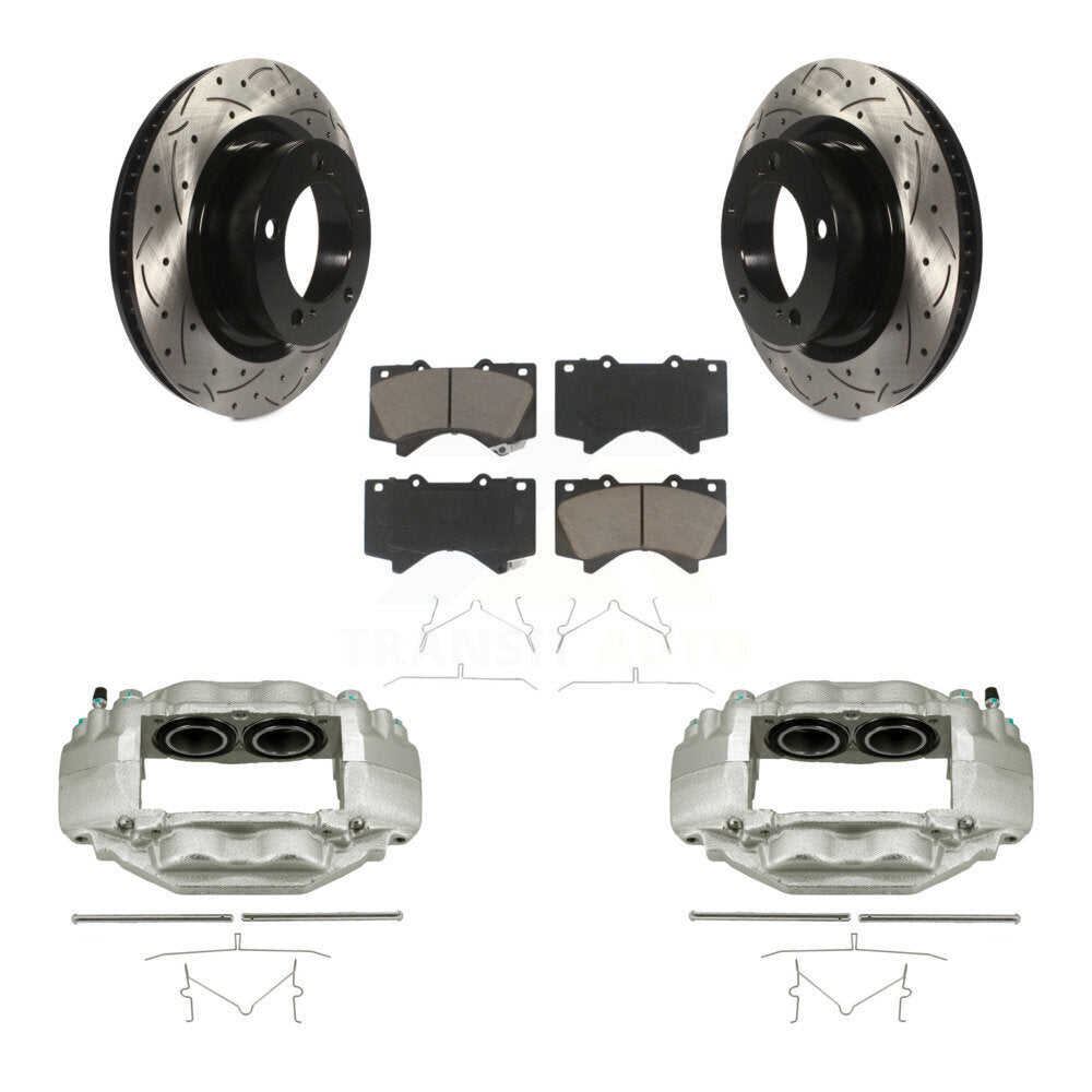 Front Brake Coated Caliper Drill Slotted Rotor Ceramic Pad Kit For Toyota Tundra Sequoia KCD-100205C