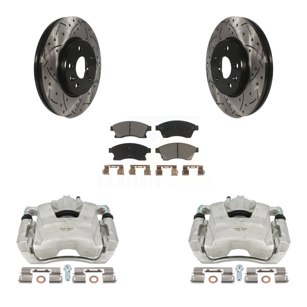 Front Disc Brake Coated Caliper Drilled Slotted Rotors And Ceramic Pads Kit For Chevrolet Cruze Sonic Limited KCD-100206C by Transit Auto