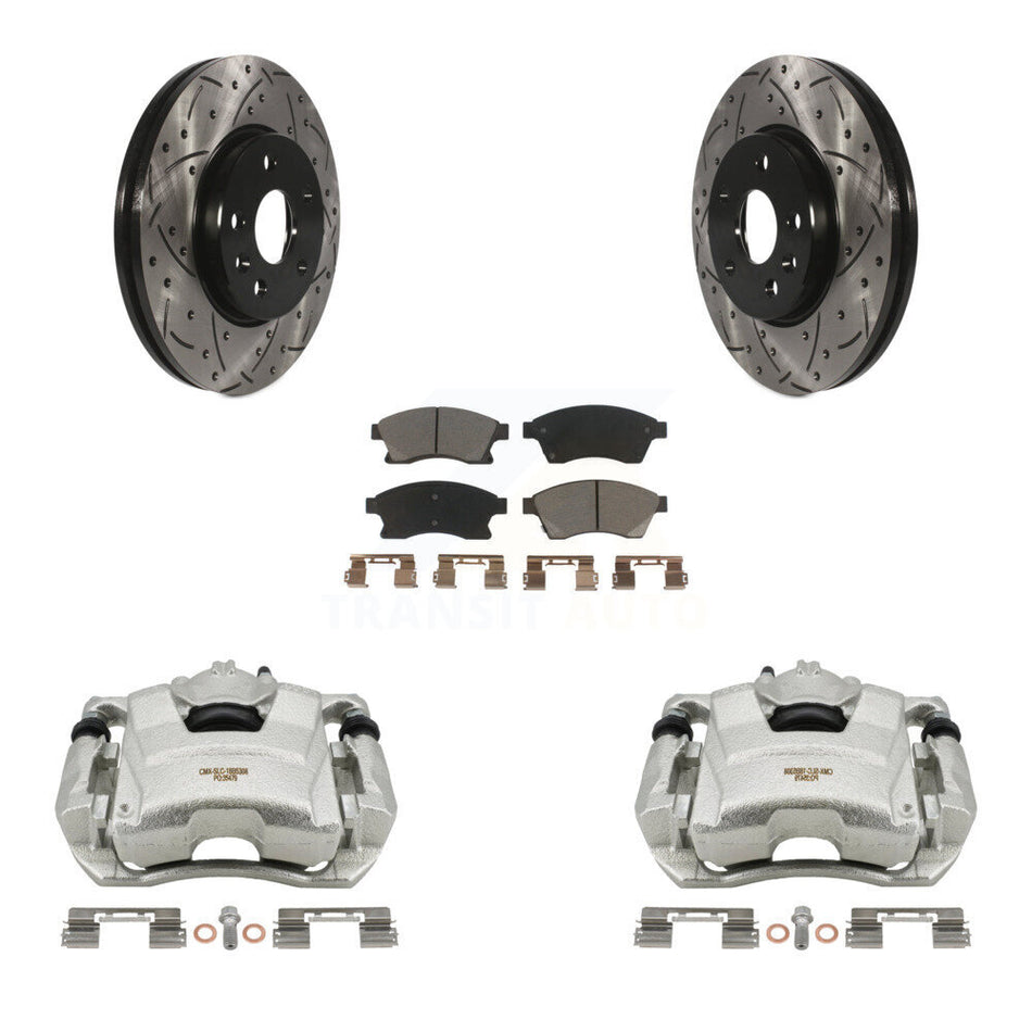 Front Disc Brake Coated Caliper Drilled Slotted Rotors And Ceramic Pads Kit For Chevrolet Cruze Sonic Limited KCD-100206C