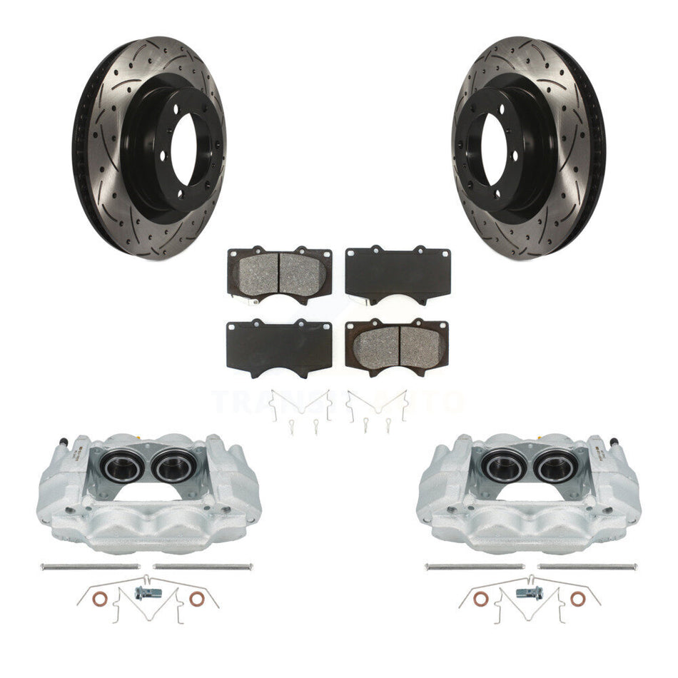 Front Disc Brake Coated Caliper Drilled Slotted Rotors And Semi-Metallic Pads Kit For Toyota 4Runner Lexus GX460 KCD-100207S