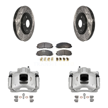 Front Brake Caliper Drill Slot Rotor Semi-Metallic Pad Kit For Volkswagen Routan Ram C/V KCD-100208P