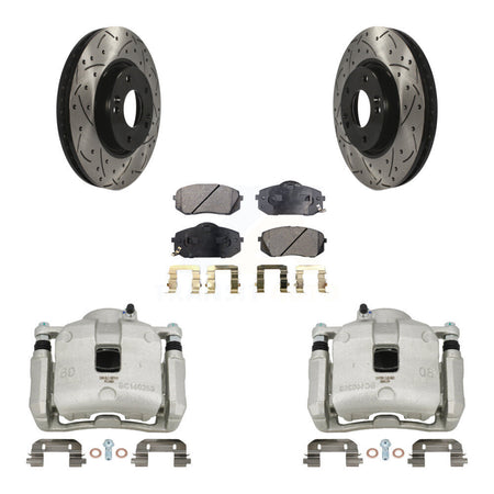 Front Brake Caliper Drill Slot Rotor Ceramic Pad Kit For Kia Sportage 2.4L From 12 10 15 KCD-100209T