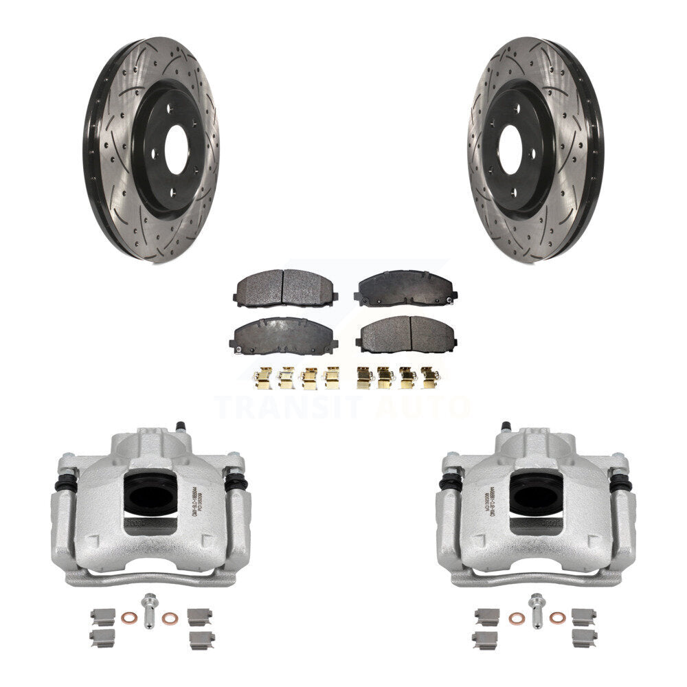 Front Brake Coat Caliper Drill Slot Rotors Ceramic Pad Kit For Volkswagen Routan Ram C/V KCD-100211T