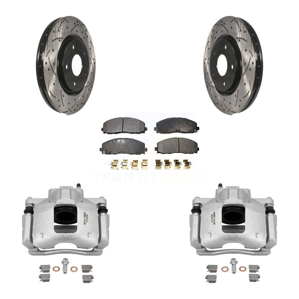 Front Brake Coat Caliper Drill Slot Rotors Ceramic Pad Kit For Volkswagen Routan Ram C/V KCD-100211T