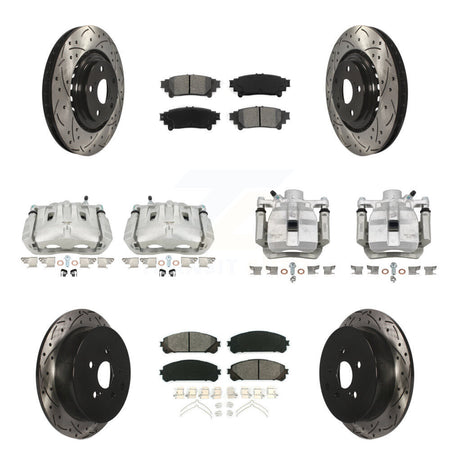 Front Rear Brake Caliper Drill Slot Rotor Semi-Metallic Pad Kit (10Pc) For Toyota Sienna KCD-100212S