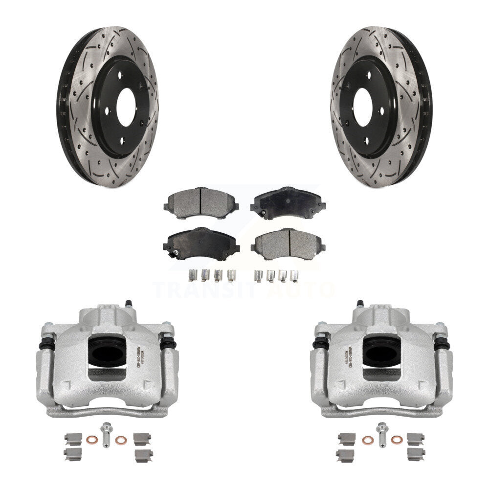 Front Brake Caliper Drill Slot Rotors Ceramic Pad Kit For Dodge Grand Caravan Chrysler & KCD-100212T