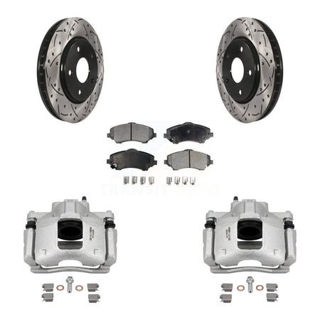 Front Brake Caliper Drill Slot Rotors Ceramic Pad Kit For Dodge Grand Caravan Chrysler & KCD-100212T