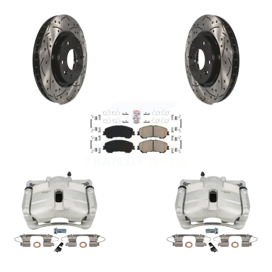 Front Disc Brake Coated Caliper Drilled Slotted Rotors And Ceramic Pads Kit For Nissan Rogue Sport KCD-100215N