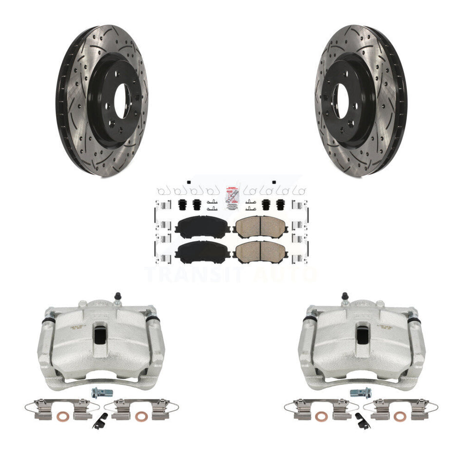Front Disc Brake Coated Caliper Drilled Slotted Rotors And Ceramic Pads Kit For Nissan Rogue Sport KCD-100216N