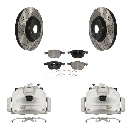 Front Brake Coated Caliper Drill Slotted Rotors Ceramic Pad Kit For Ford Transit Connect KCD-100217T