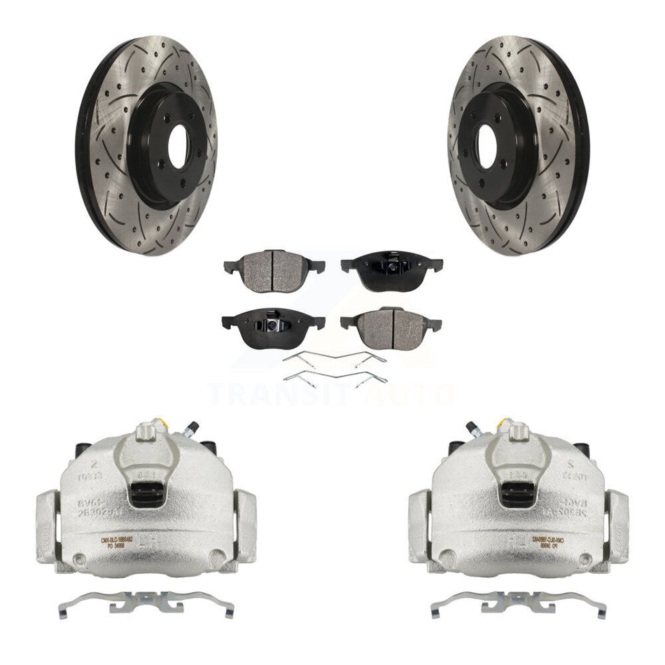 Front Brake Coated Caliper Drill Slotted Rotors Ceramic Pad Kit For Ford Transit Connect KCD-100217T